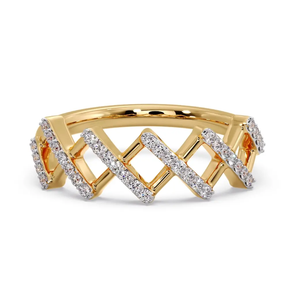 Diamond Cascade Zig Ring