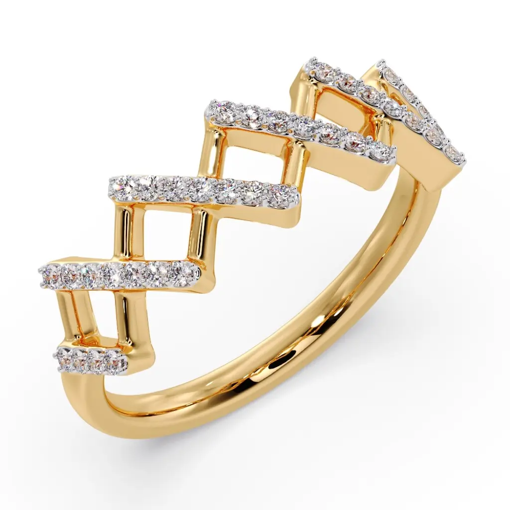 Diamond Cascade Zig Ring