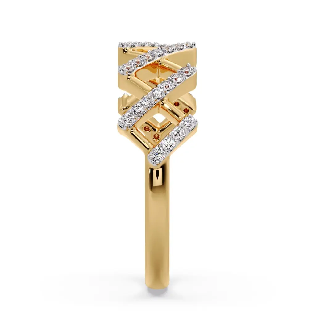 Diamond Cascade Zig Ring