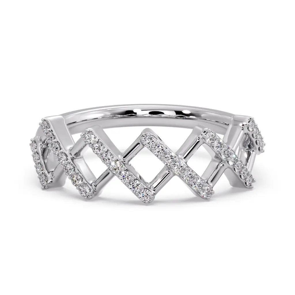 Diamond Cascade Zig Ring