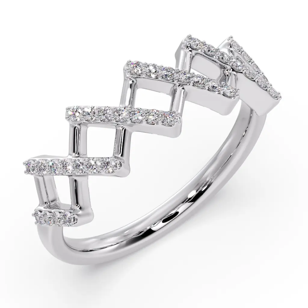 Diamond Cascade Zig Ring