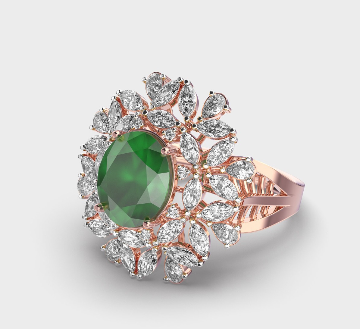 Zephyr Green Diamond Ring