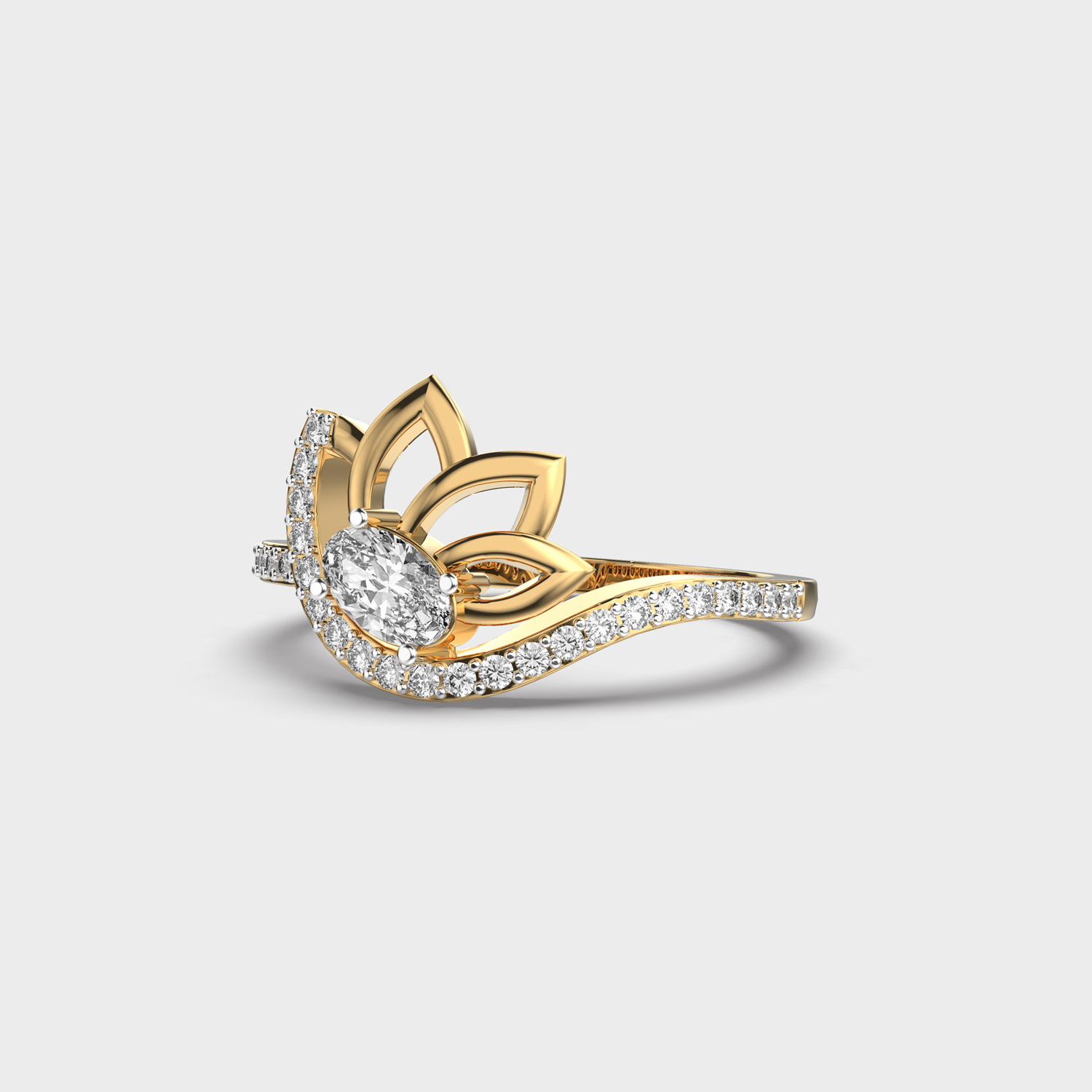 Refreshing Lotus Diamond Ring