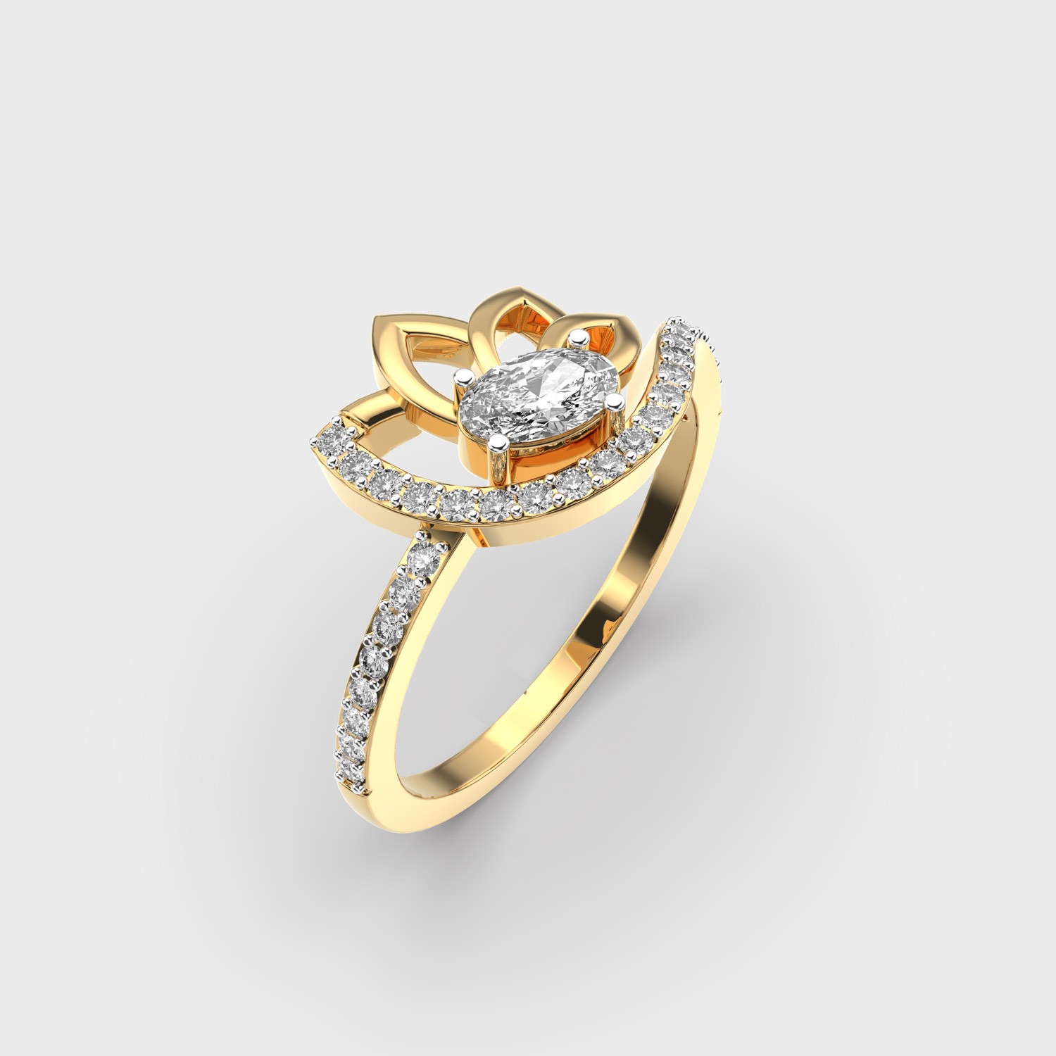 Refreshing Lotus Diamond Ring