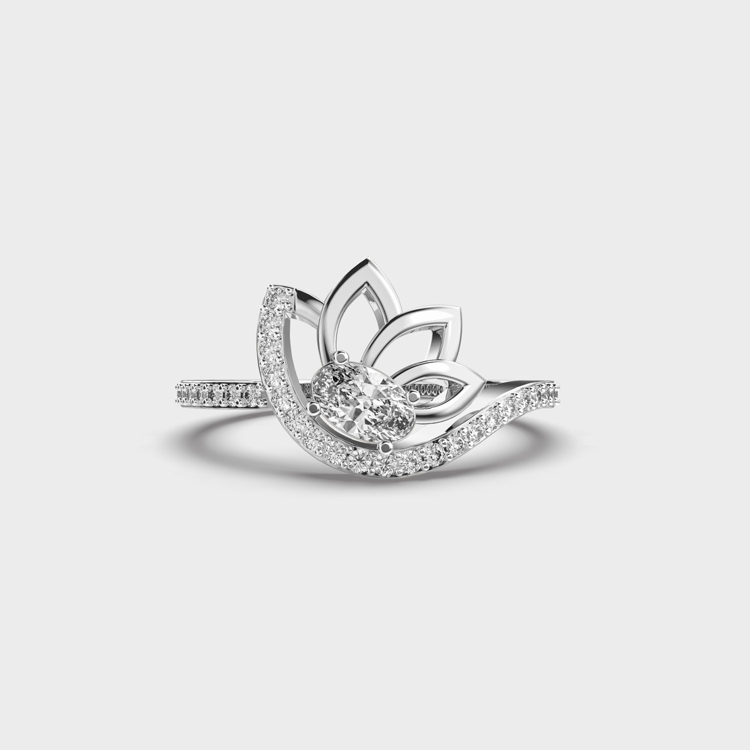 Refreshing Lotus Diamond Ring