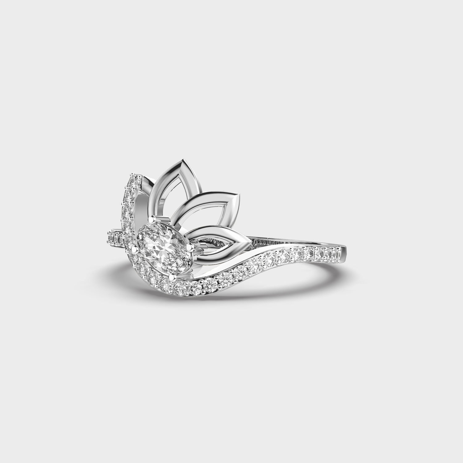 Refreshing Lotus Diamond Ring