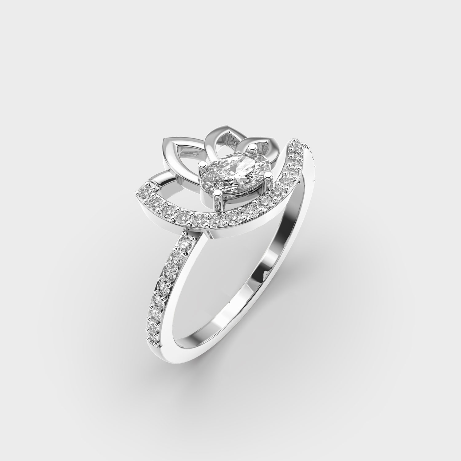 Refreshing Lotus Diamond Ring