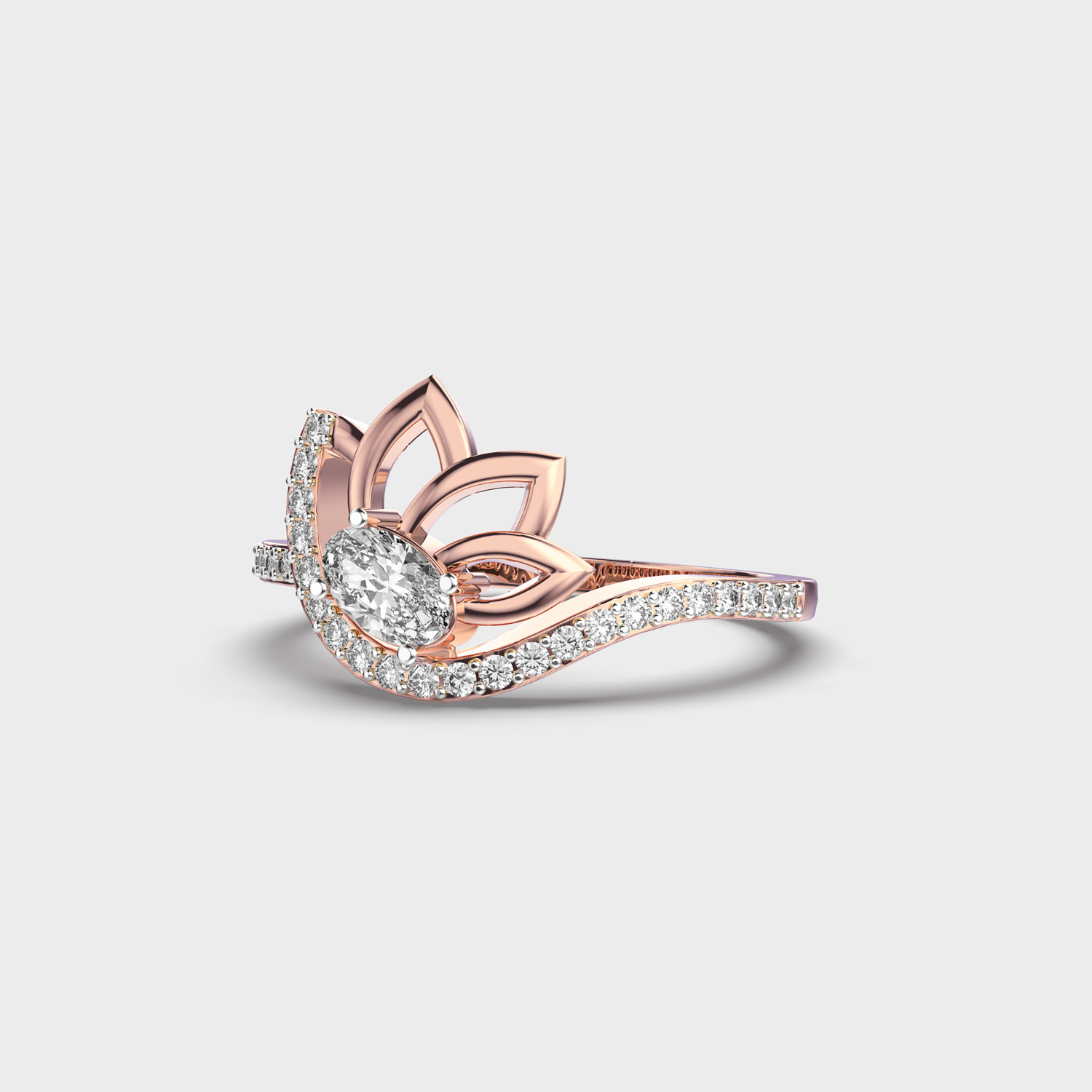 Refreshing Lotus Diamond Ring