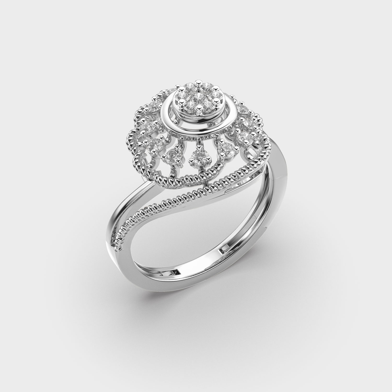 Graceful Ornate Diamond Ring
