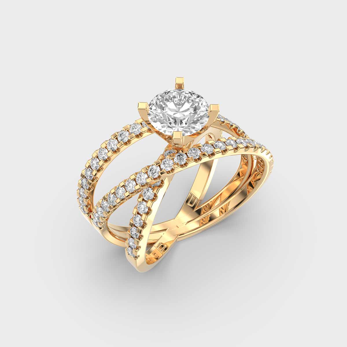 Celestial Solitaire Diamond Crisscross Ring