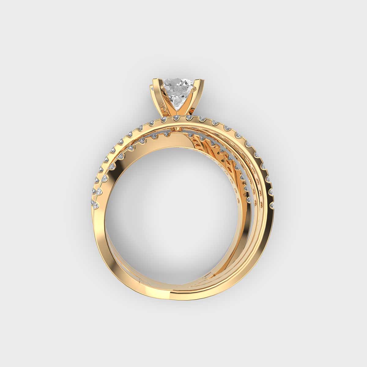 Celestial Solitaire Diamond Crisscross Ring