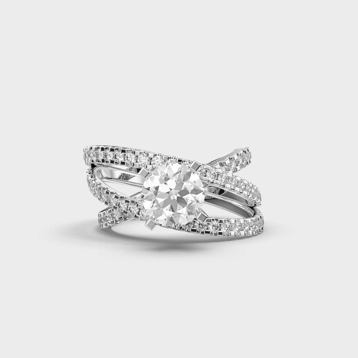 Celestial Solitaire Diamond Crisscross Ring