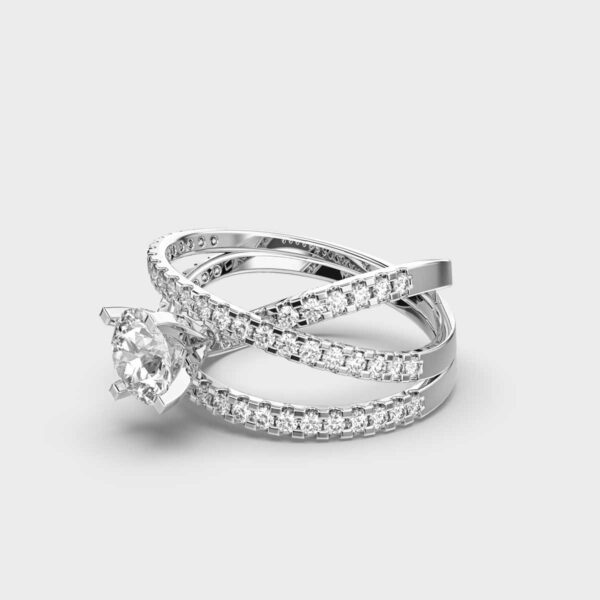 Celestial Solitaire Diamond Crisscross Ring