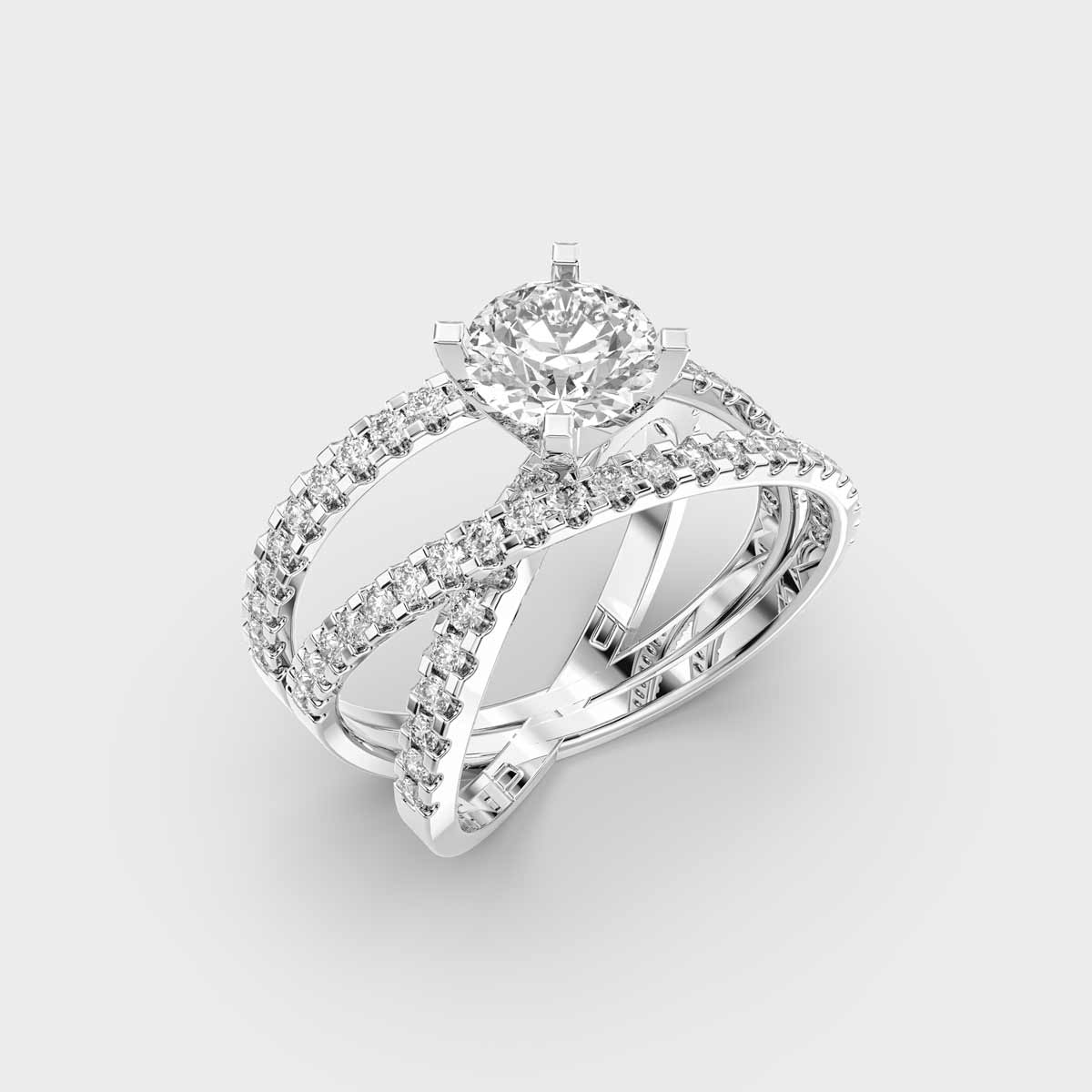 Celestial Solitaire Diamond Crisscross Ring
