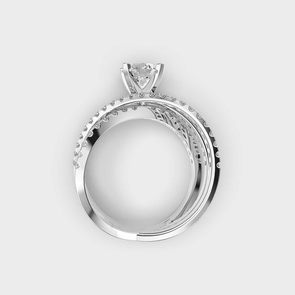 Celestial Solitaire Diamond Crisscross Ring