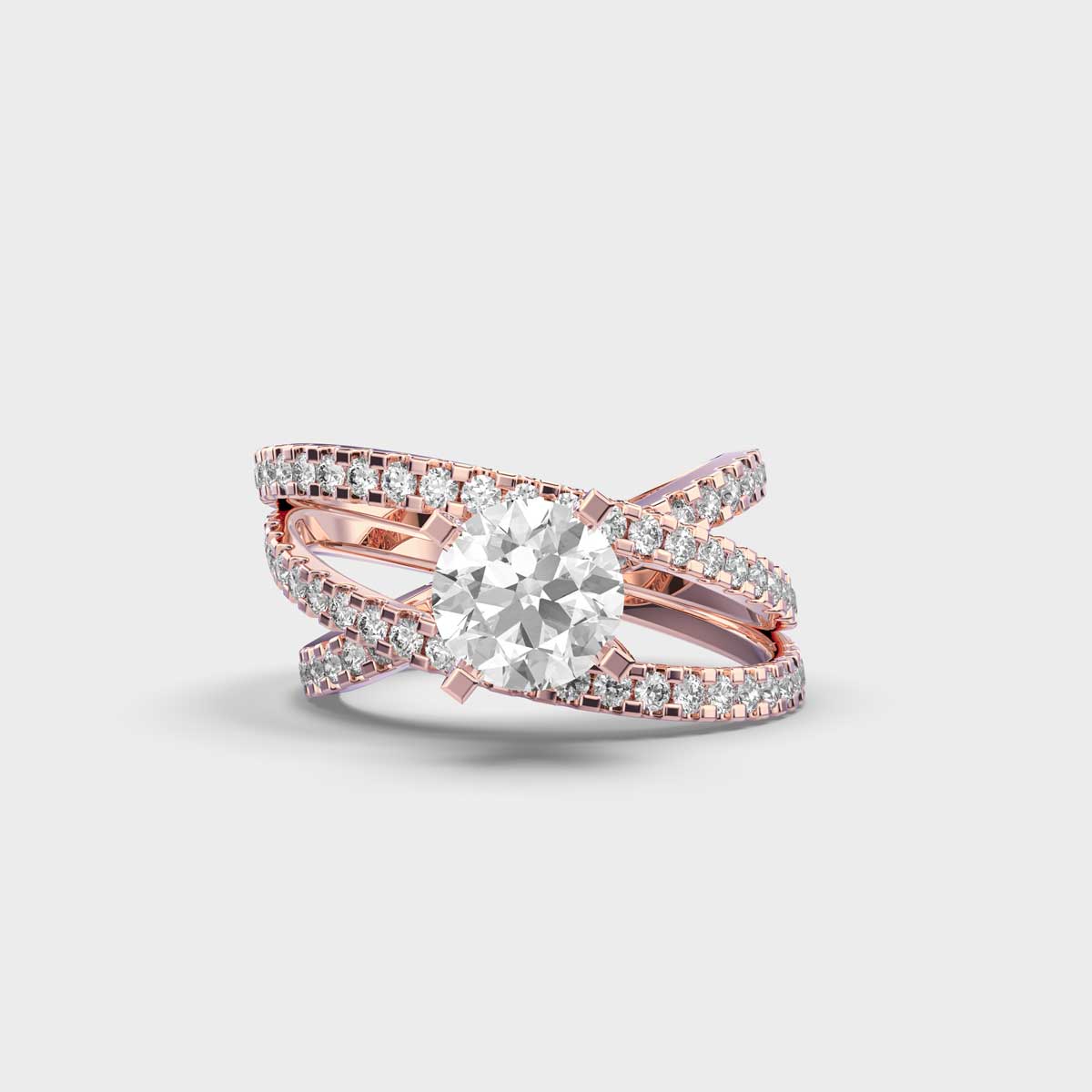 Celestial Solitaire Diamond Crisscross Ring