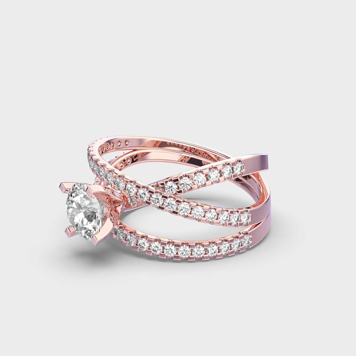 Celestial Solitaire Diamond Crisscross Ring