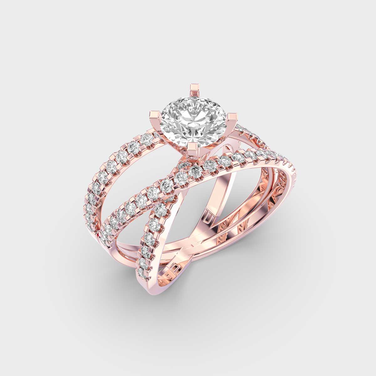 Celestial Solitaire Diamond Crisscross Ring
