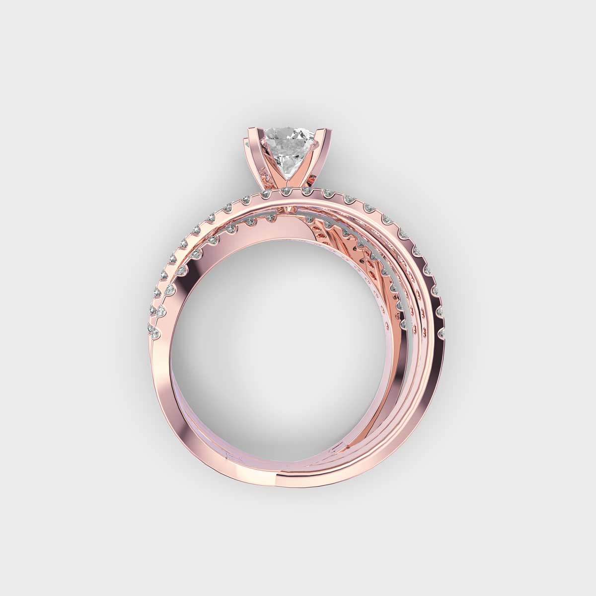 Celestial Solitaire Diamond Crisscross Ring