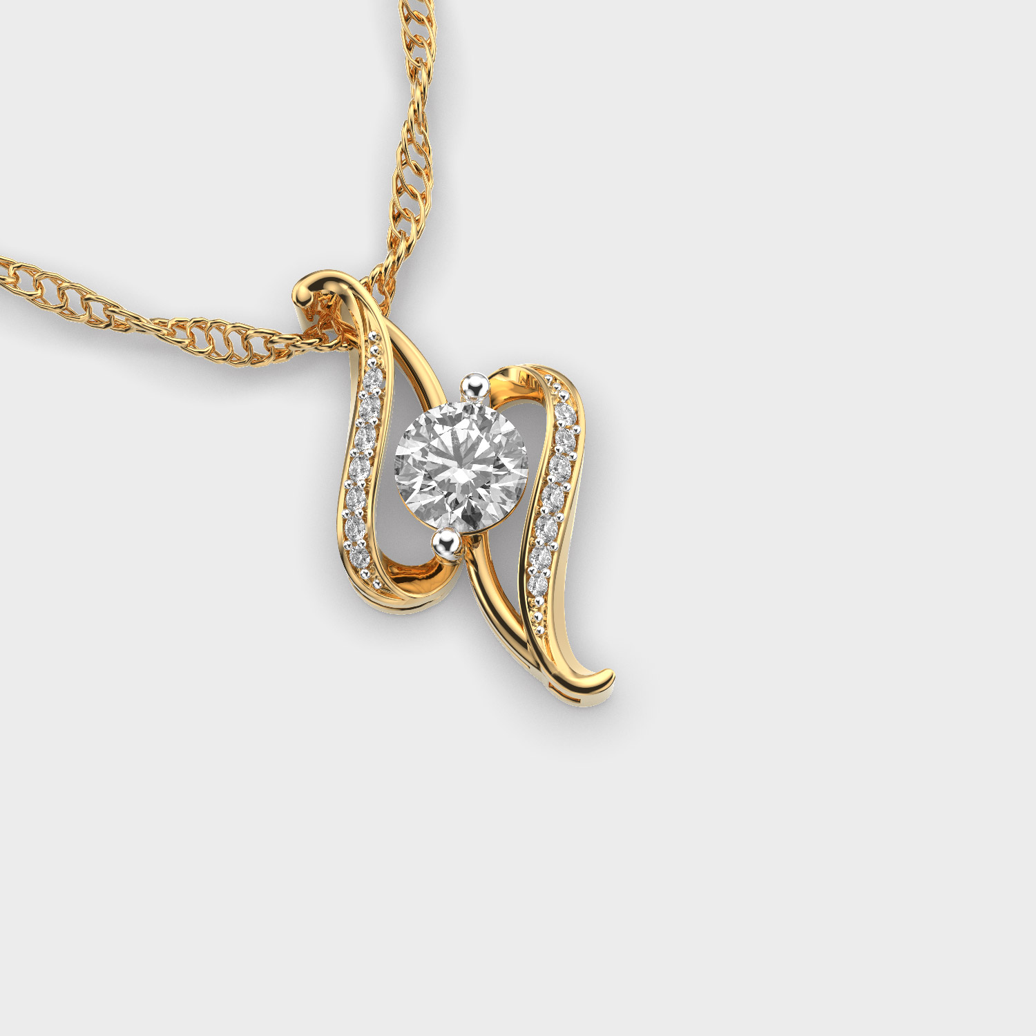 Twisted Style Round Diamond Pendant