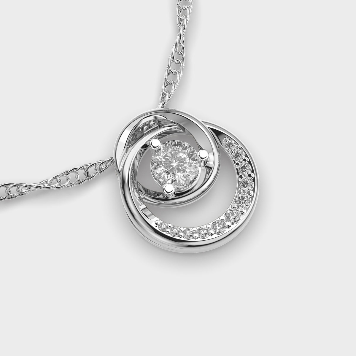 Circular Padma Cut Diamond Solitaire Pendant without Chain
