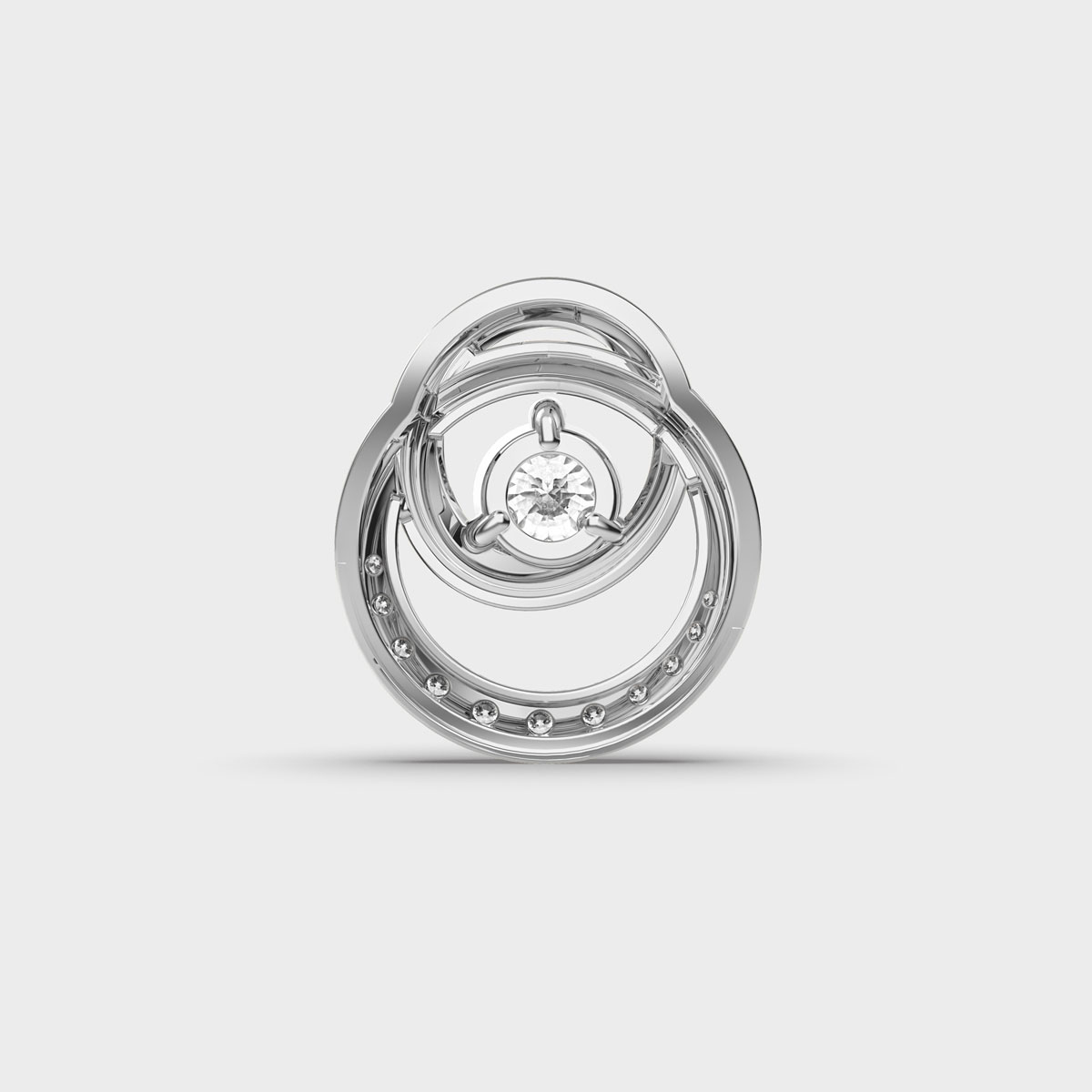 Circular Padma Cut Diamond Solitaire Pendant without Chain
