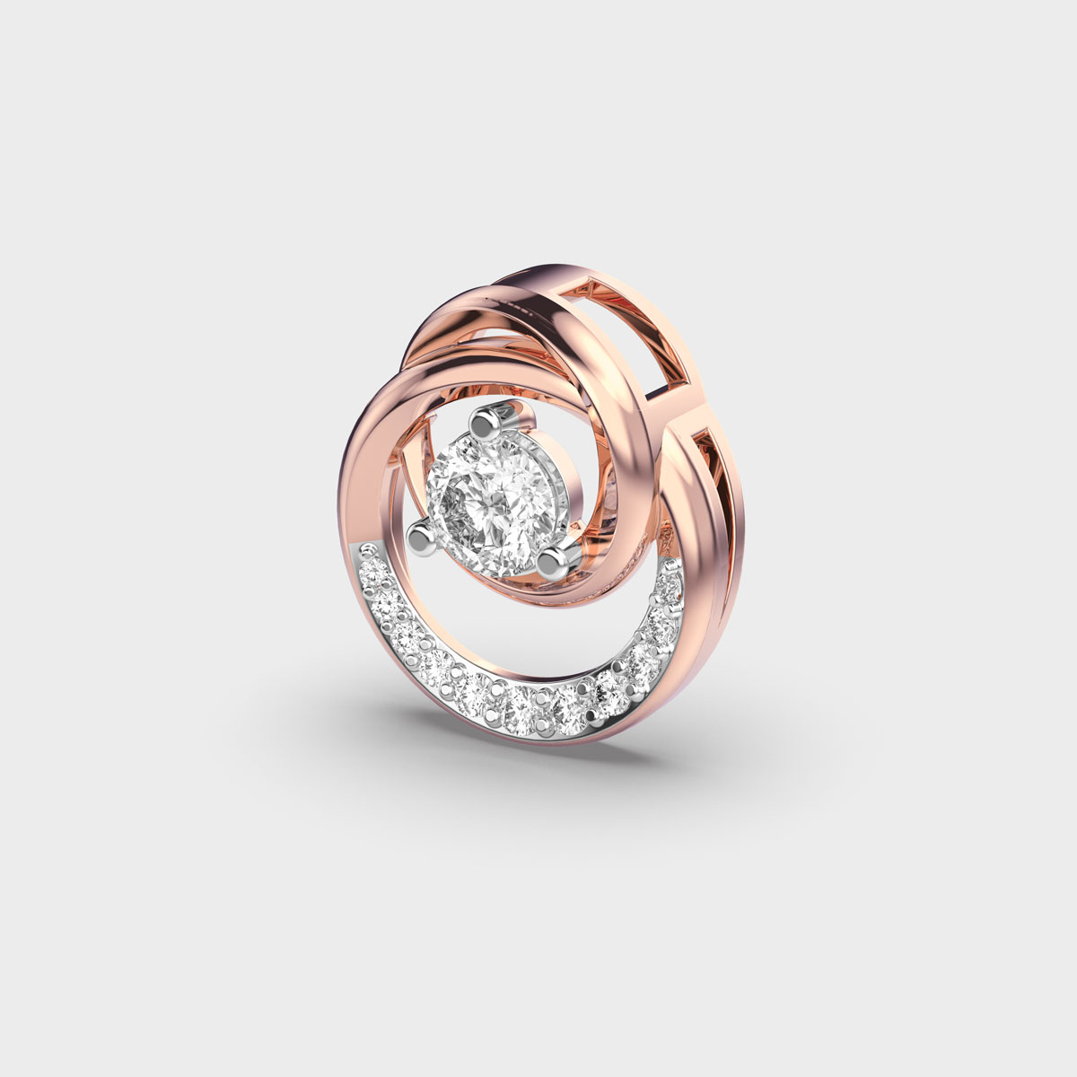 Circular Padma Cut Diamond Solitaire Pendant without Chain