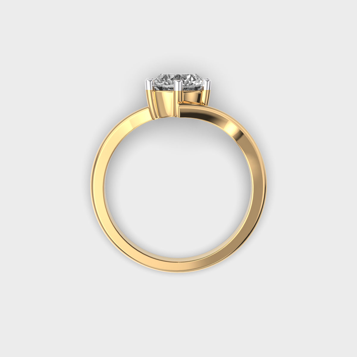Diamond Ring with Curved Band