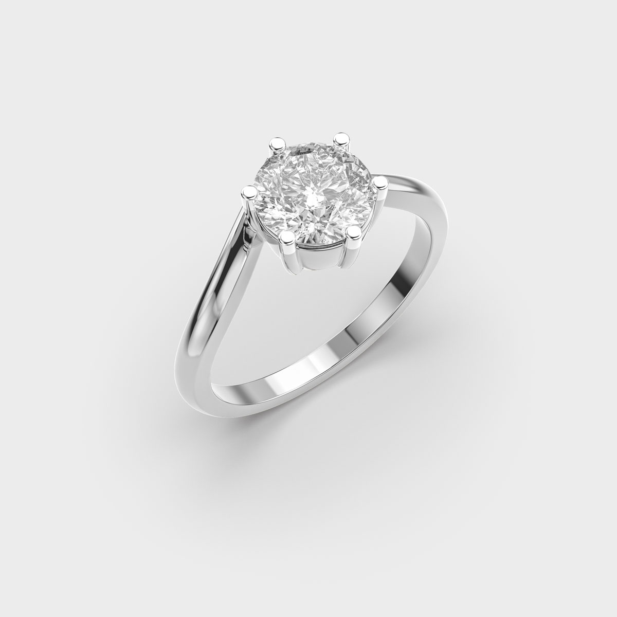 Diamond Ring with Curved Band