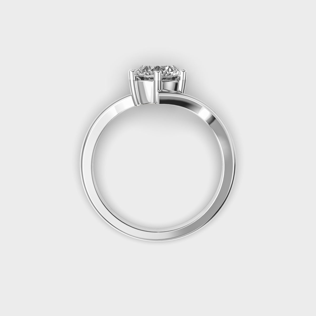 Diamond Ring with Curved Band