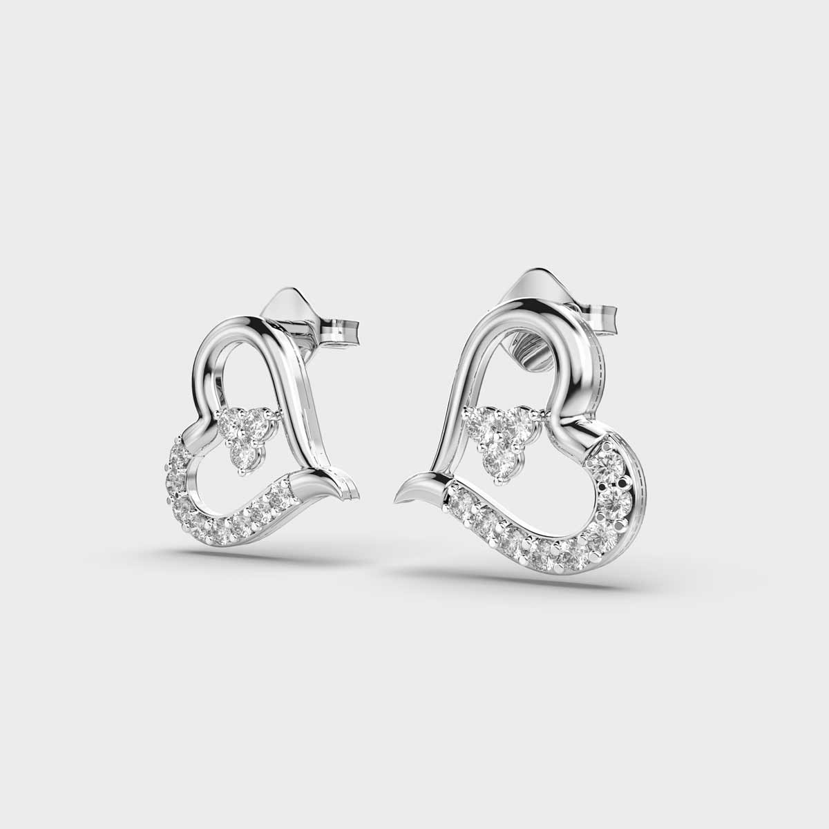 Tilting Hearts Diamond Earrings