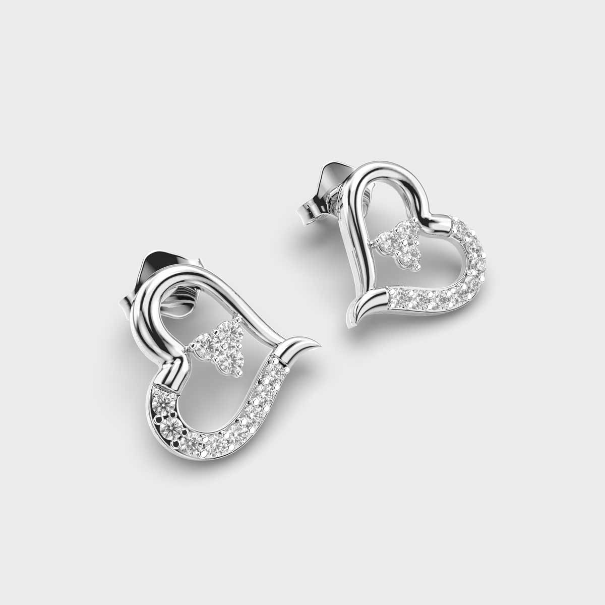 Tilting Hearts Diamond Earrings
