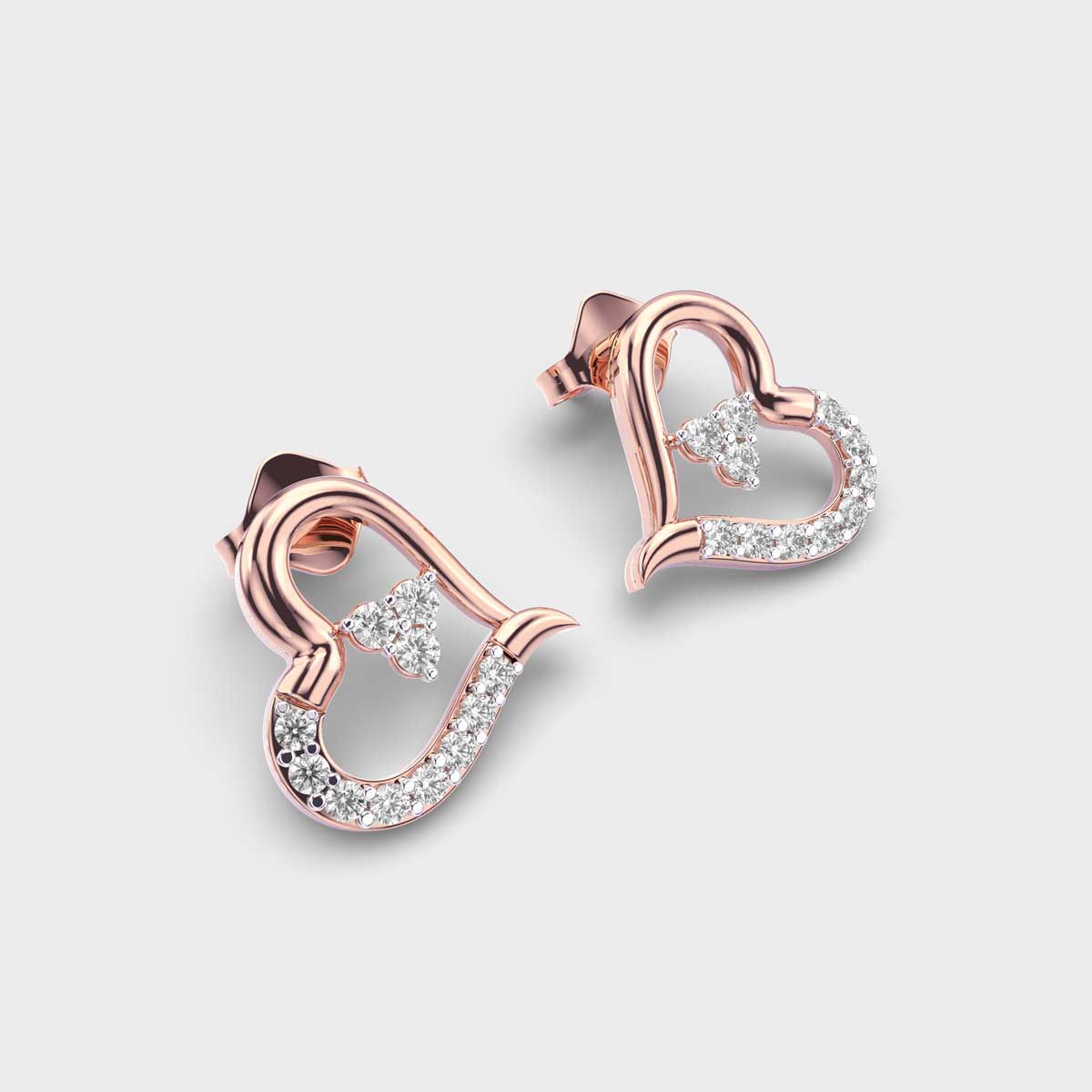 Tilting Hearts Diamond Earrings