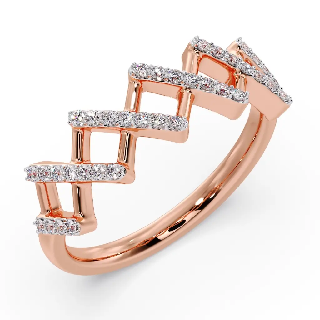 Diamond Cascade Zig Ring