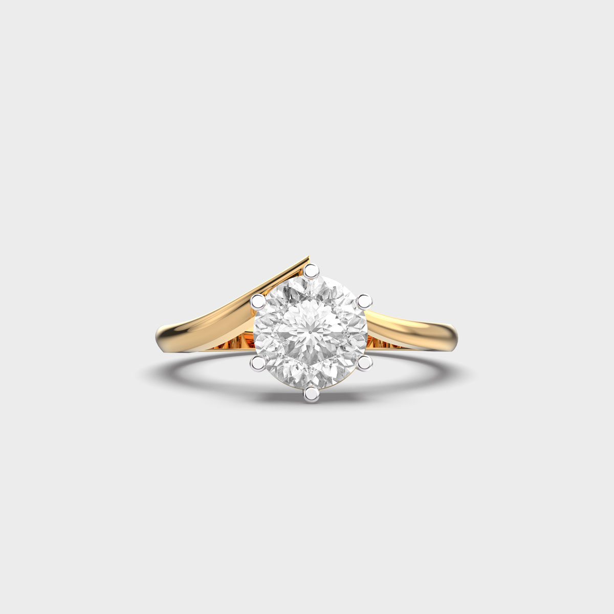 Diamond Ring with Curved Band